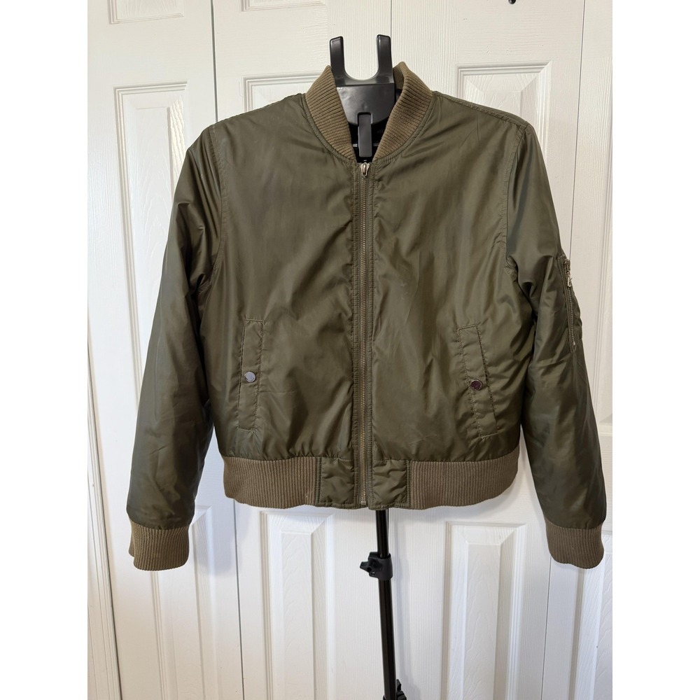 Tommy Hilfiger Mens L Green Bomber Jacket Vintage Insulated Full Zip 0264381